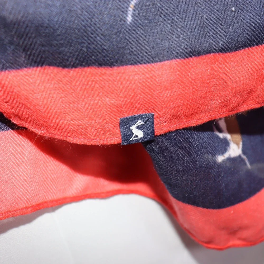 Joules Scarf OS Navy Blue Womens Dog Print Lightweight Wrap